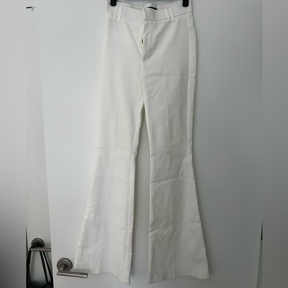 Zara White Tailored Flare Trousers